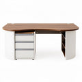 L-shaped office desk with wooden top and three-drawer storage unit 140 x 70 x 75cm