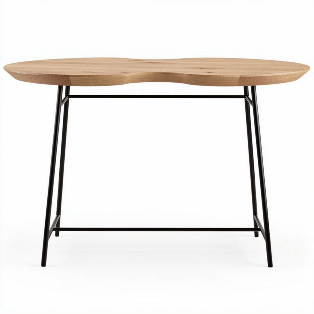 Wooden accent table with metal legs 120 x 60 x 75cm natural finish