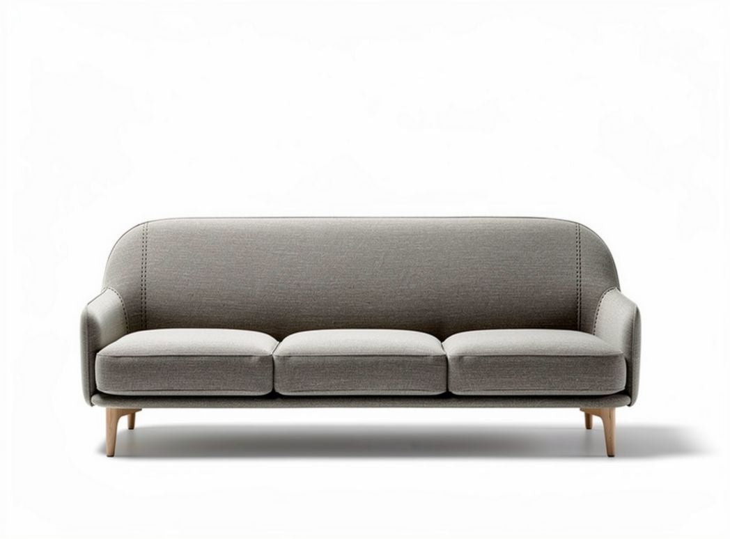Modern gray upholstered sofa with wooden legs 200 x 80 x 90cm