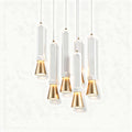 Pendant light fixture with geometric design in white and gold 20 x 20 x 60cm