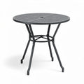 Round outdoor dining table in black metal 75 x 75 x 75cm for patio use