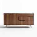 Wooden sideboard with marble top 150 x 45 x 70cm for living room storage